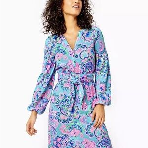 Lilly Pulitzer Kierna Dress - Blue Horizon Jungle Sunrise - Size S, NWT